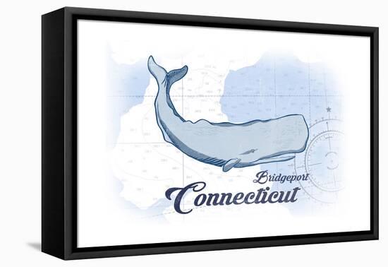 Bridgeport, Connecticut - Whale - Blue - Coastal Icon-Lantern Press-Framed Stretched Canvas