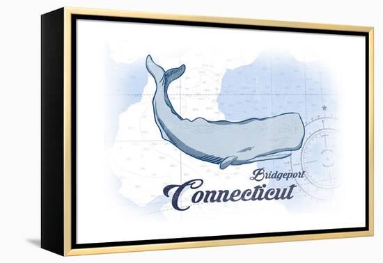 Bridgeport, Connecticut - Whale - Blue - Coastal Icon-Lantern Press-Framed Stretched Canvas