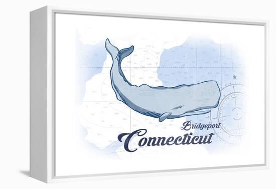 Bridgeport, Connecticut - Whale - Blue - Coastal Icon-Lantern Press-Framed Stretched Canvas