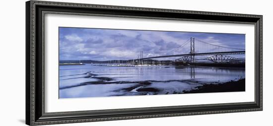 Bridges across a River, Firth of Forth Road Bridge, Firth of Forth Rail Bridge, Firth of Forth, ...-null-Framed Photographic Print