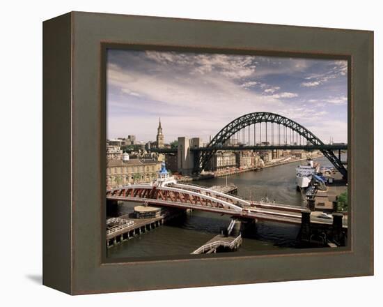 Bridges Across the River Tyne, Newcastle-Upon-Tyne, Tyne and Wear, England, United Kingdom-Michael Busselle-Framed Premier Image Canvas