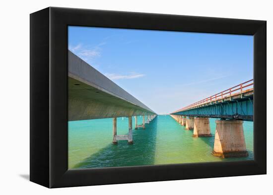 Bridges Going to Infinity. Seven Mile Bridge in Key West Florida-Fotomak-Framed Premier Image Canvas