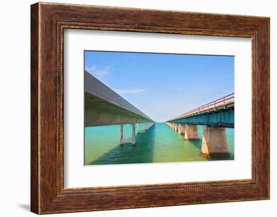 Bridges Going to Infinity. Seven Mile Bridge in Key West Florida-Fotomak-Framed Photographic Print