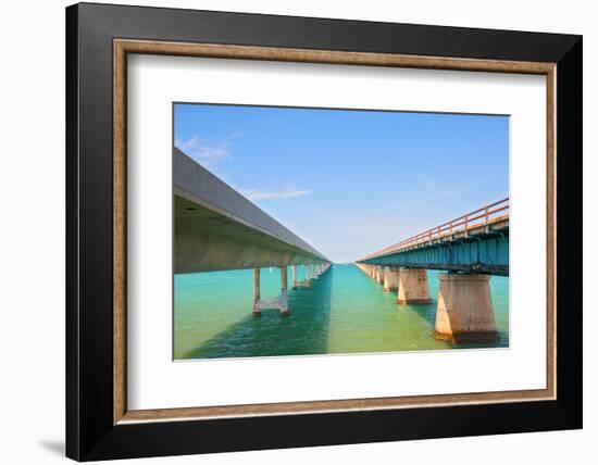 Bridges Going to Infinity. Seven Mile Bridge in Key West Florida-Fotomak-Framed Photographic Print