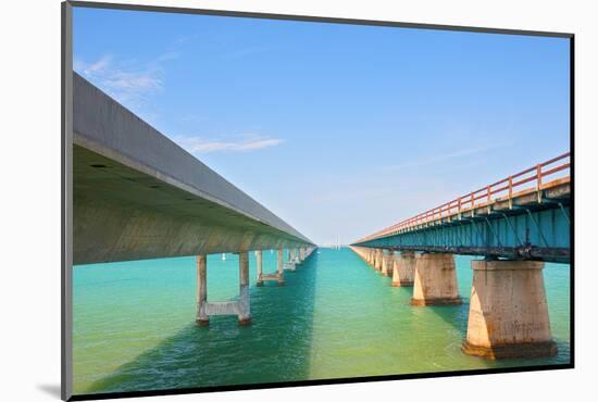 Bridges Going to Infinity. Seven Mile Bridge in Key West Florida-Fotomak-Mounted Photographic Print