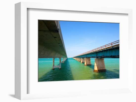 Bridges Going to Infinity. Seven Mile Bridge in Key West Florida-Fotomak-Framed Photographic Print