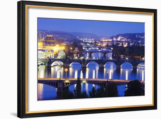 Bridges on the Vltava River, UNESCO World Heritage Site, Prague, Czech Republic, Europe-Christian Kober-Framed Photographic Print