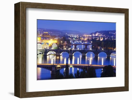 Bridges on the Vltava River, UNESCO World Heritage Site, Prague, Czech Republic, Europe-Christian Kober-Framed Photographic Print