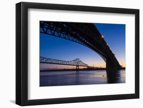 Bridges over the Mississippi River at Dawn in St. Louis, Missouri-Jerry & Marcy Monkman-Framed Photographic Print