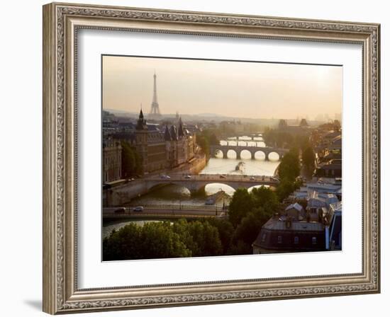 Bridges over the Seine river, Paris-Michel Setboun-Framed Art Print