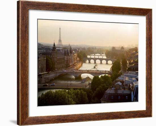 Bridges over the Seine river, Paris-Michel Setboun-Framed Art Print