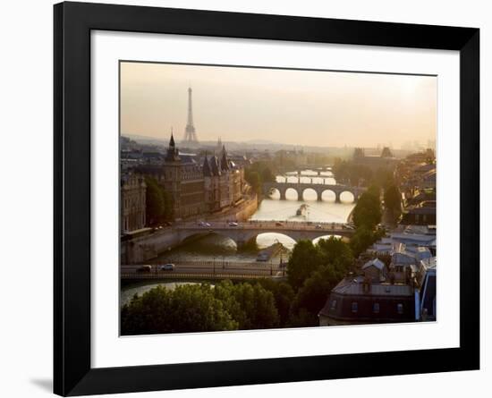 Bridges over the Seine river, Paris-Michel Setboun-Framed Art Print