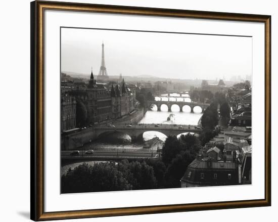 Bridges over the Seine river, Paris-Michel Setboun-Framed Art Print