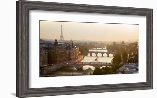 Bridges over the Seine river, Paris-Michel Setboun-Framed Art Print