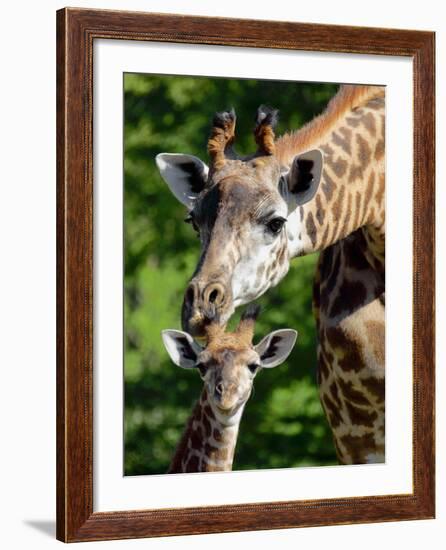 Bridgit and Her 3-Week Old Son Mac--Framed Photographic Print