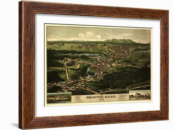 Bridgton, Maine - Panoramic Map-Lantern Press-Framed Art Print