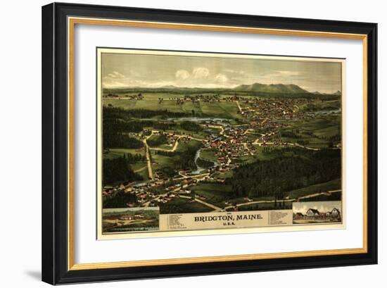 Bridgton, Maine - Panoramic Map-Lantern Press-Framed Art Print