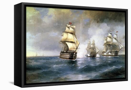 Brig Mercury Attacked by Two Turkish Ships on May 14th, 1829, 1892-Ivan Konstantinovich Aivazovsky-Framed Premier Image Canvas