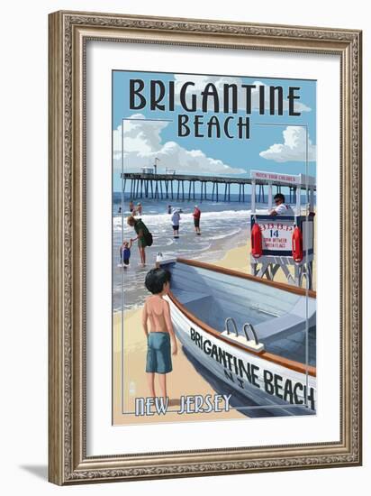 Brigantine Beach, New Jersey - Lifeguard Stand-Lantern Press-Framed Art Print