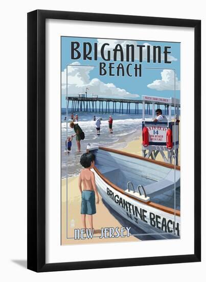 Brigantine Beach, New Jersey - Lifeguard Stand-Lantern Press-Framed Art Print