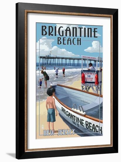 Brigantine Beach, New Jersey - Lifeguard Stand-Lantern Press-Framed Art Print
