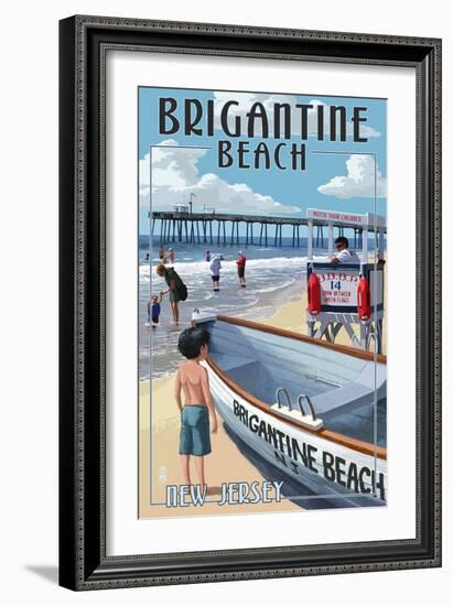 Brigantine Beach, New Jersey - Lifeguard Stand-Lantern Press-Framed Art Print