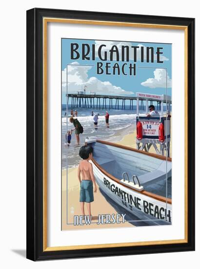 Brigantine Beach, New Jersey - Lifeguard Stand-Lantern Press-Framed Art Print