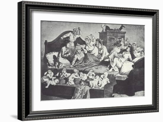 Brigham Young Hiding in a Wardrobe While His Many Wives Attack Two New Brides-null-Framed Giclee Print