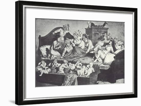 Brigham Young Hiding in a Wardrobe While His Many Wives Attack Two New Brides-null-Framed Giclee Print