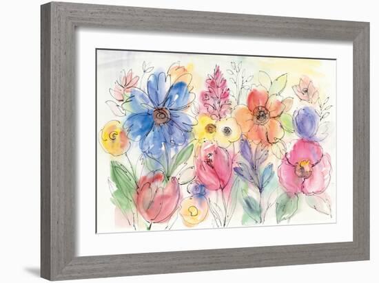 Bright Aquarelle Flowers-Silvia Vassileva-Framed Art Print