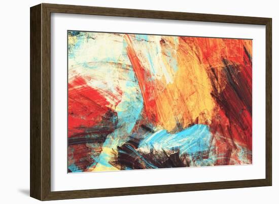 Bright Artistic Splashes on White. Abstract Painting Color Texture. Modern Futuristic Pattern. Mult-Excellent backgrounds-Framed Art Print