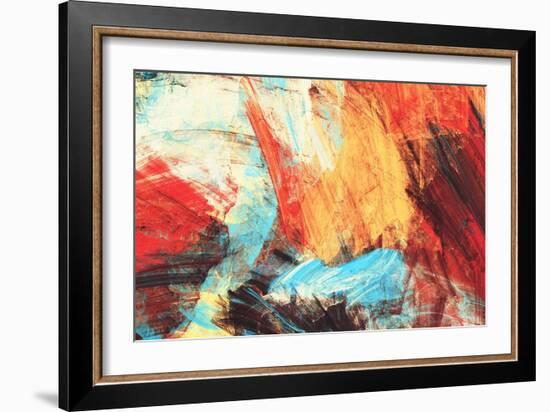 Bright Artistic Splashes on White. Abstract Painting Color Texture. Modern Futuristic Pattern. Mult-Excellent backgrounds-Framed Art Print