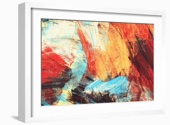 Bright Artistic Splashes on White. Abstract Painting Color Texture. Modern Futuristic Pattern. Mult-Excellent backgrounds-Framed Art Print