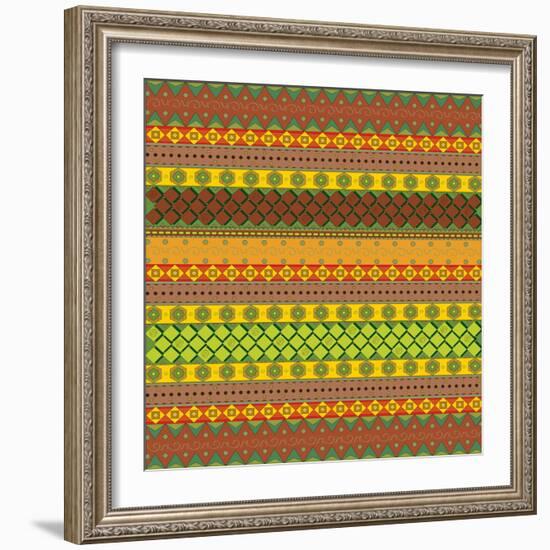 Bright Aztec Pattern-Yaroslavna-Framed Premium Giclee Print