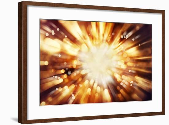 Bright Blast Of Light In Space Background-STILLFX-Framed Art Print