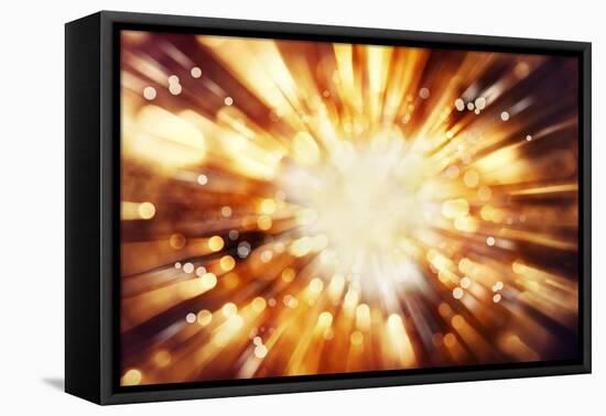 Bright Blast Of Light In Space Background-STILLFX-Framed Stretched Canvas