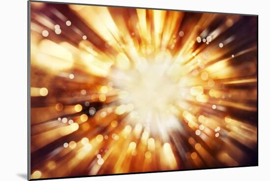 Bright Blast Of Light In Space Background-STILLFX-Mounted Art Print