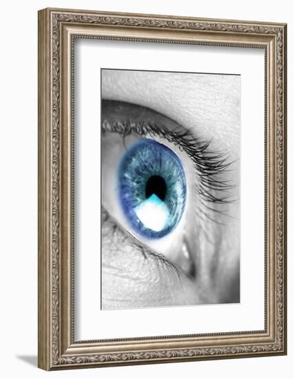 Bright Blue Eye Closeup-SSilver-Framed Photographic Print