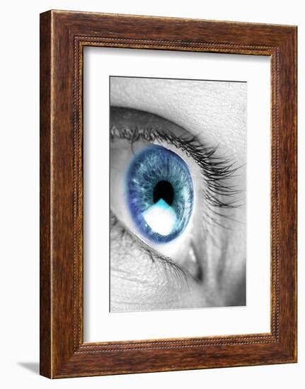 Bright Blue Eye Closeup-SSilver-Framed Photographic Print