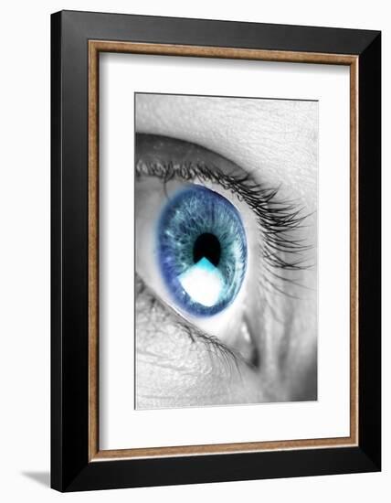 Bright Blue Eye Closeup-SSilver-Framed Photographic Print