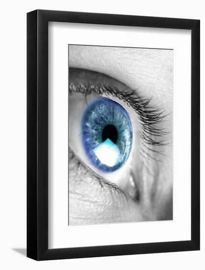 Bright Blue Eye Closeup-SSilver-Framed Photographic Print