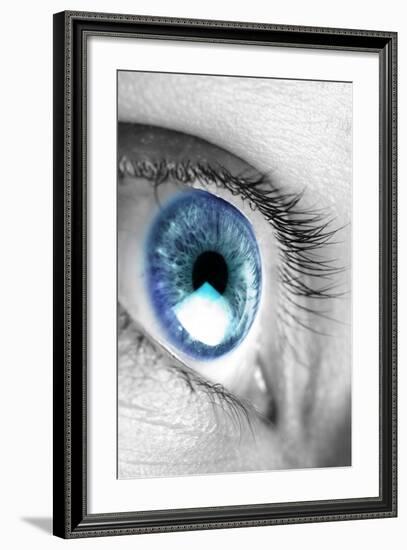 Bright Blue Eye Closeup-SSilver-Framed Photographic Print