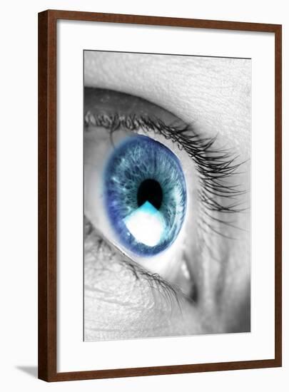 Bright Blue Eye Closeup-SSilver-Framed Photographic Print