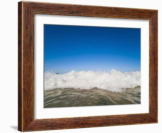 Bright Blue Sky and Waves Breaking at Surfers Paradise Beach, Gold Coast, Queensland, Australia-Matthew Williams-Ellis-Framed Photographic Print