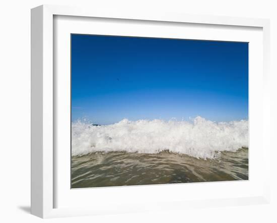 Bright Blue Sky and Waves Breaking at Surfers Paradise Beach, Gold Coast, Queensland, Australia-Matthew Williams-Ellis-Framed Photographic Print