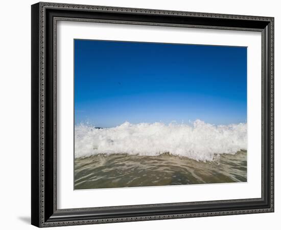 Bright Blue Sky and Waves Breaking at Surfers Paradise Beach, Gold Coast, Queensland, Australia-Matthew Williams-Ellis-Framed Photographic Print