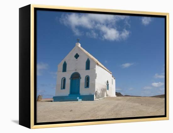 Bright Church at Sandy Beach, Pedro Da Sal, Sal, Cape Verde, Africa-Michael Runkel-Framed Premier Image Canvas