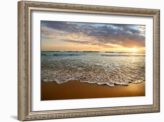 Bright Cloudy Sunset in the Calm Ocean-Givaga-Framed Photographic Print