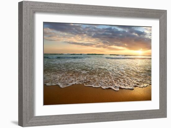 Bright Cloudy Sunset in the Calm Ocean-Givaga-Framed Photographic Print