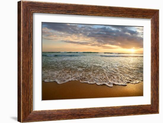 Bright Cloudy Sunset in the Calm Ocean-Givaga-Framed Photographic Print